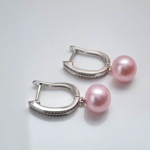 Acoya Pearls and 925 Sterling Silver With Clear Crystal Earrings